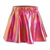 Girls Metallic Shiny Dance Skirt Elastic Waist A Line Miniskirt for Cheerleading Stage Performance