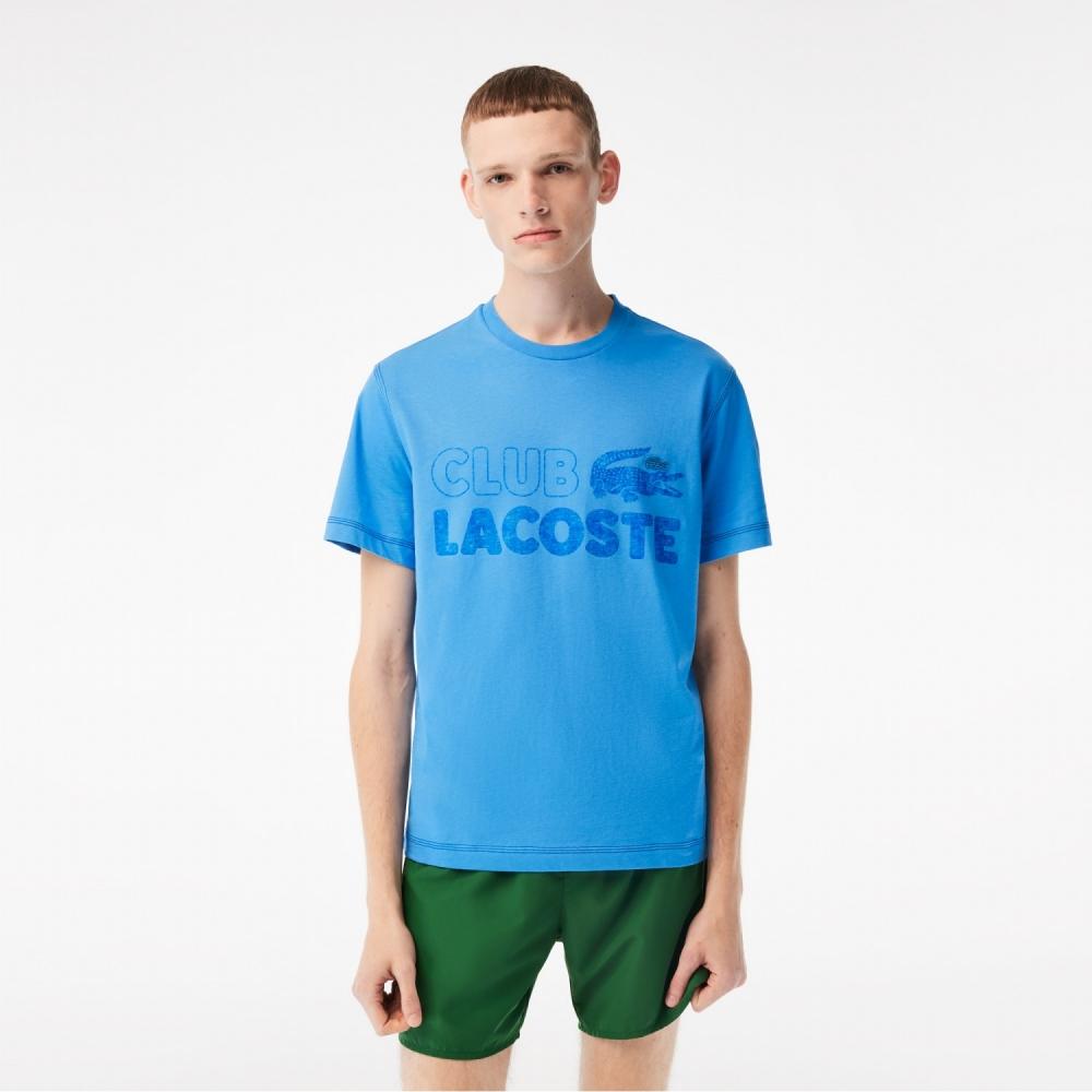 

LACOSTE Мужская летняя футболка с рисунком [синий]