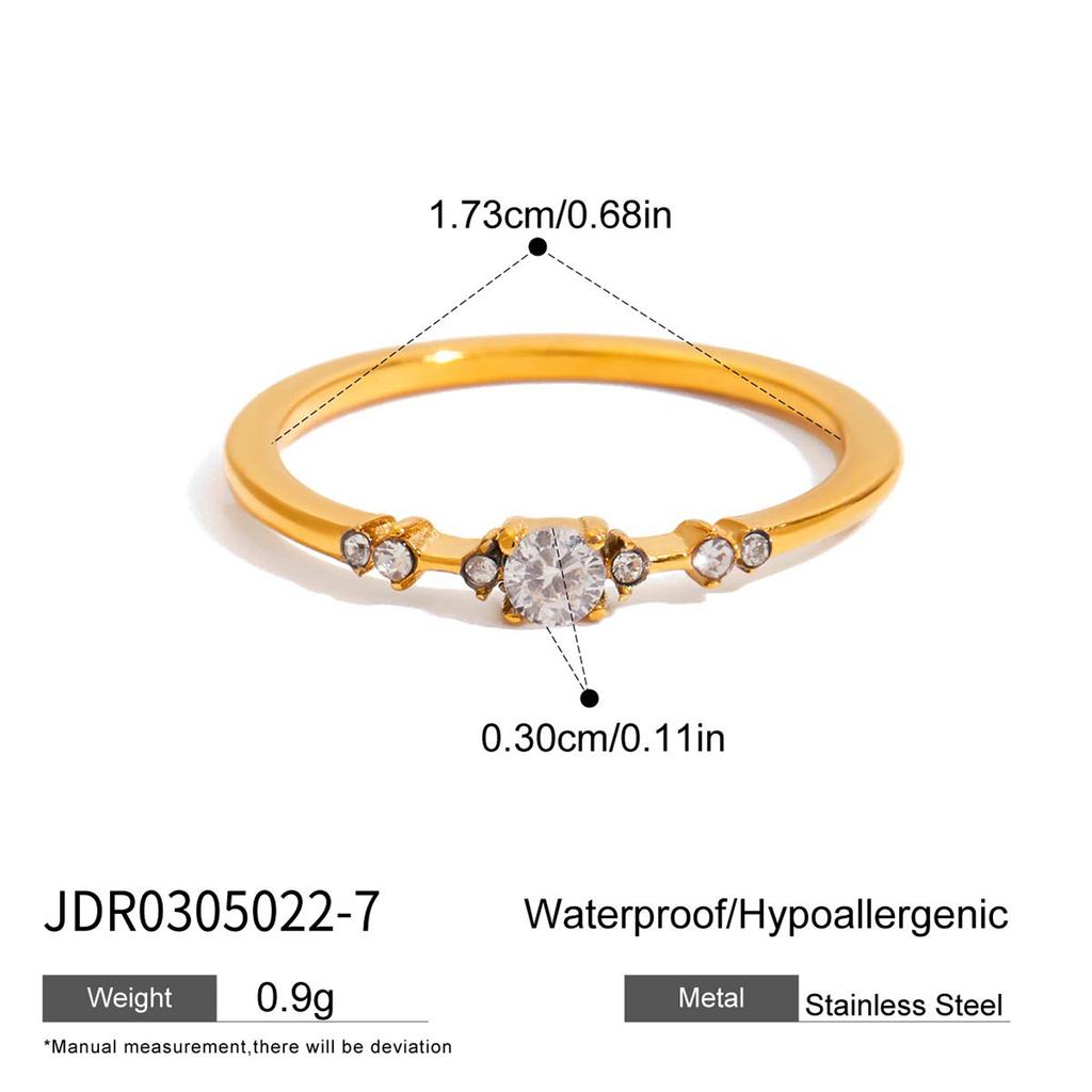Youthway Minimalist Square Zirconia Ring Stainless Steel 18K Gold Color Stackable Band Women's Rings for Wedding Party Gifts