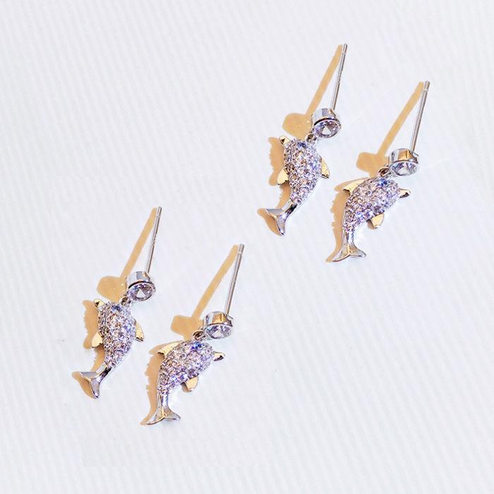 Sea Life Earrings Temperament Earrings Dolphin Earrings Women'S Tide Ear Jewelry