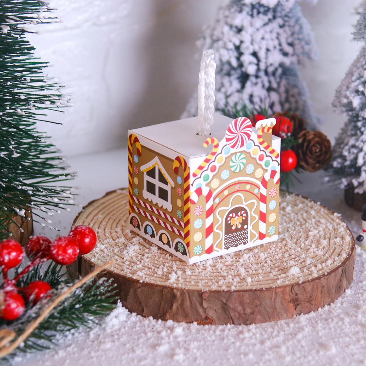 

10 шт. Рождественский подарок, упаковочная коробка для конфет, рождественская елка, Санта-Клаус, снеговик, бумажные коробки для печенья, сумка Navidad, Новый год 2025, подарок для ребенка as photo