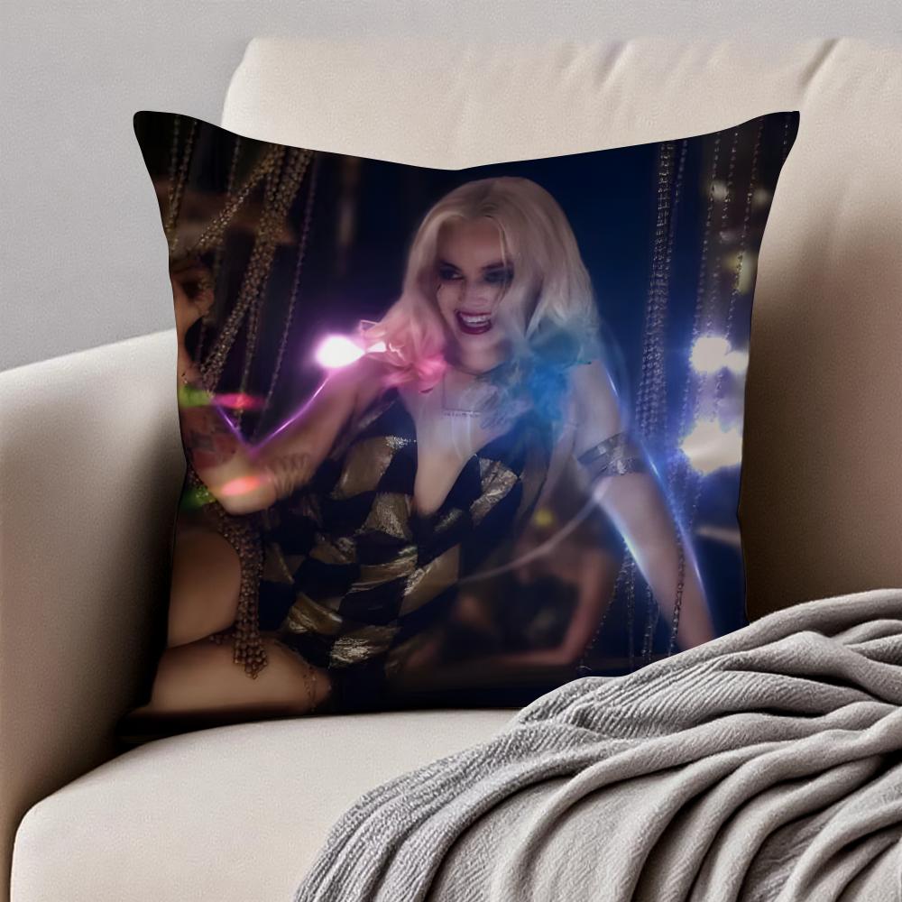 MMargot Robbie Cushion Cover Pillowcase Antidustmite Invisible Zipper Short Plush Sofa Cushion