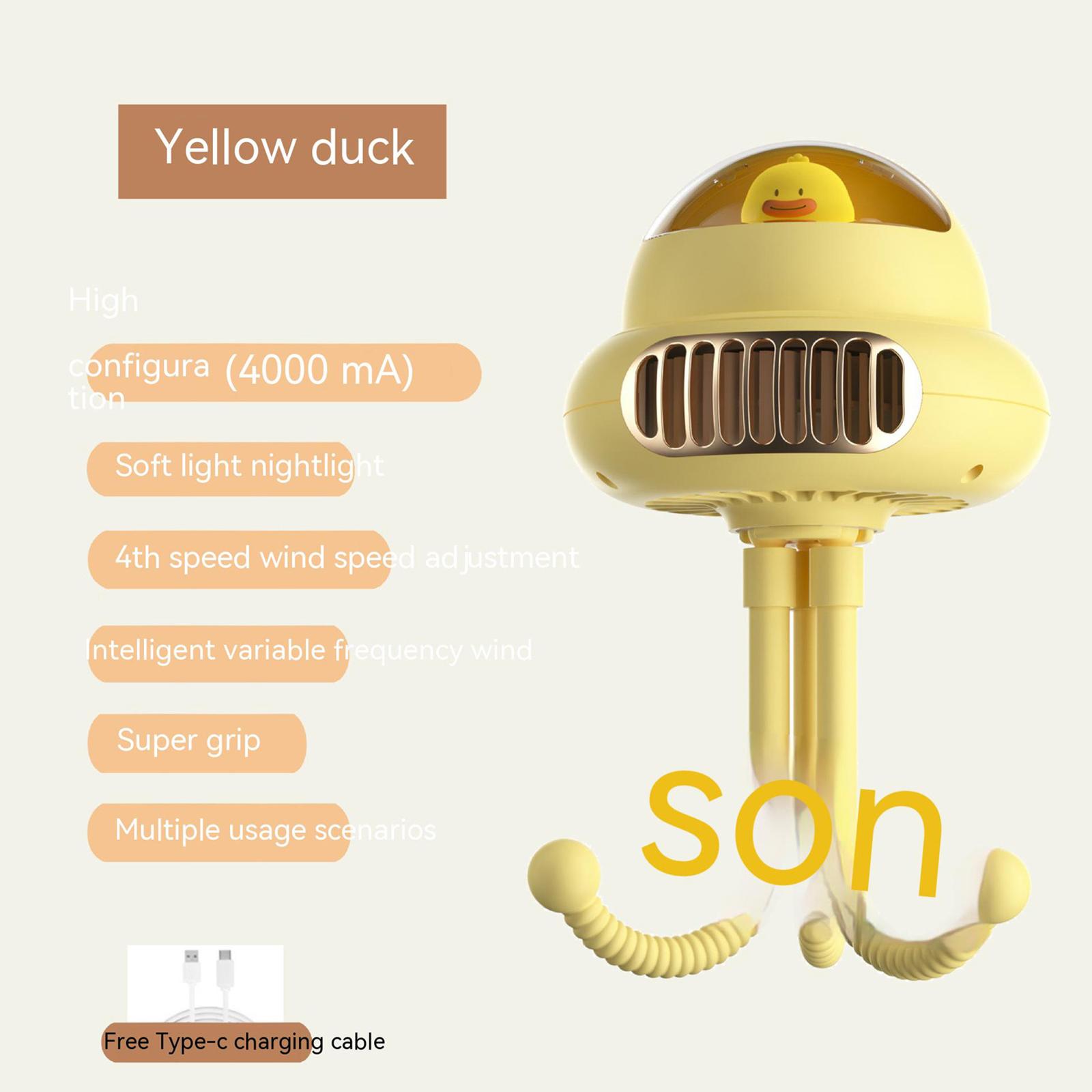 

Portable Bladeless Stroller Fan 4000mah Usb Rechargeable 4-speed Handheld Mute Folding Desktop Air Cooler Simple-yellow#0
