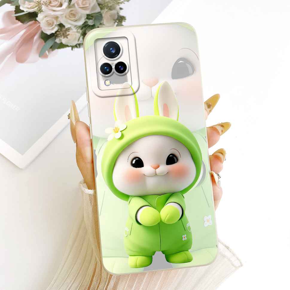 For Vivo V21 4G Case V2066 V2108 Soft Silicone Sunflower Rabbit Phone Cases For Vivo V21 V 21 4G Back Cover Protetion Bumper
