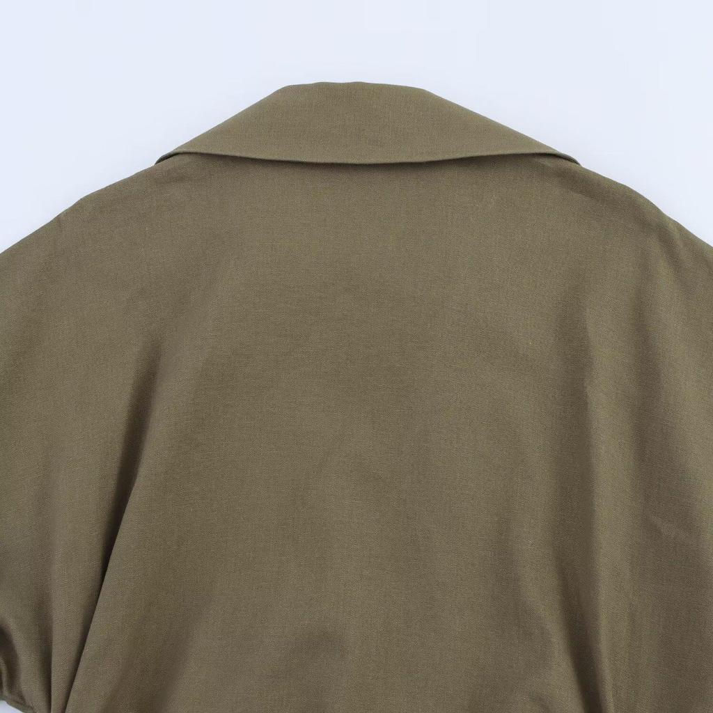 2025 Spring Women's European-American Style Linen Midi Dress