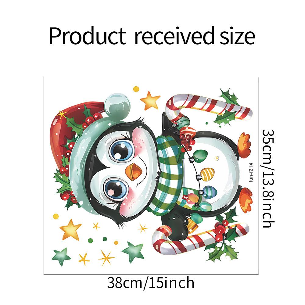 

Fun-f214 Рождественский мультяшный пингвин Рождественская шапка Стеклянное окно Домашнее украшение Декоративная оконная наклейка УФ 35*38CM/fun-f214 uv