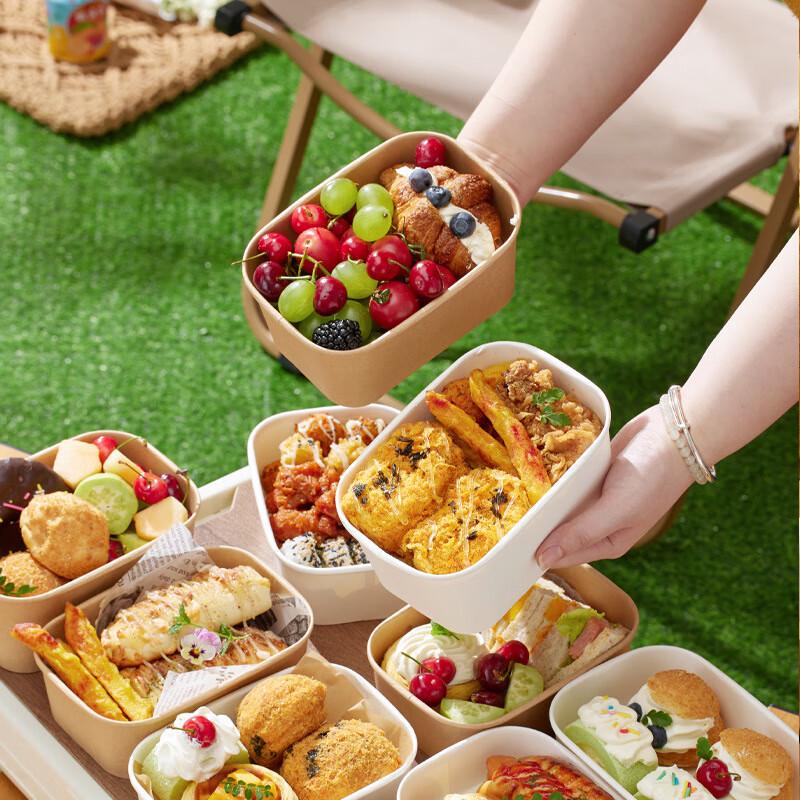 Disposable Kraft Paper Meal Prep Containers with Lids, 750ml, 50-Count