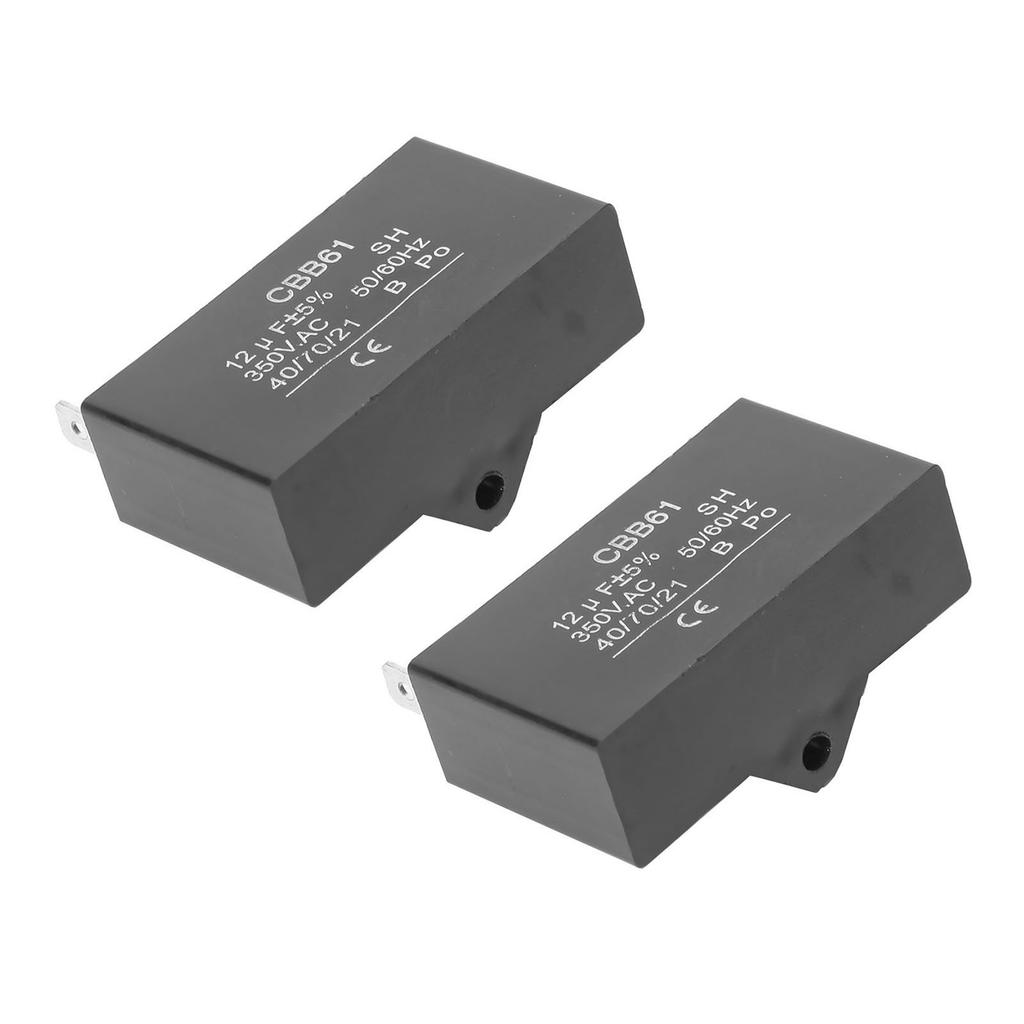 2Pcs Generator Capacitor Gasoline Starting 12UF Fan Motor AC Capacitor Plastic CBB61