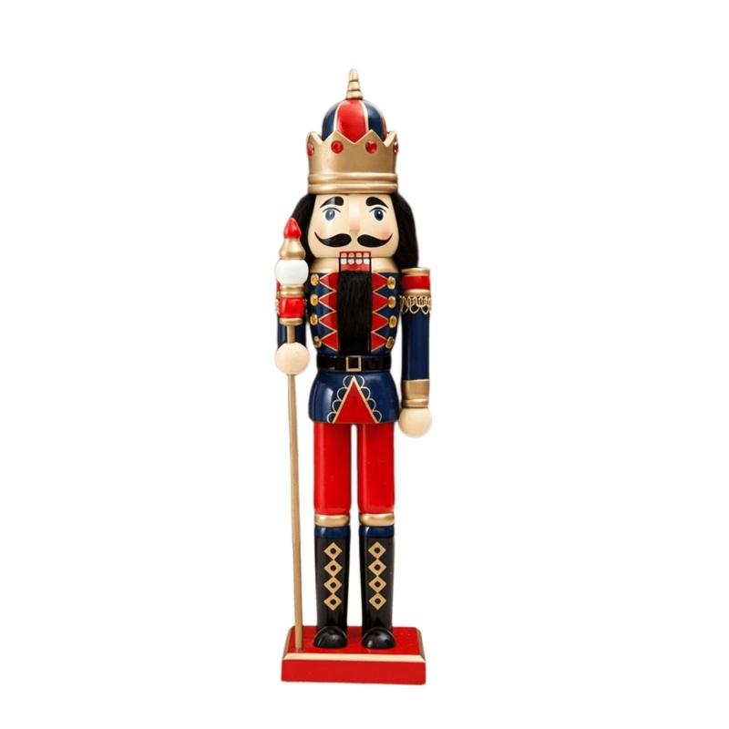 Christmas Nutcrackers Soldier Figure Wooden Christmas Nutcrackers Ornaments with Hand-Colored Features and Integrated Base for Holiday Arrangements
