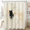Modern Minimalist Bathroom Shower Curtain Waterproof Artistic White Cream Black Decorative Bathtub Rug Sets Home Decoration (B)