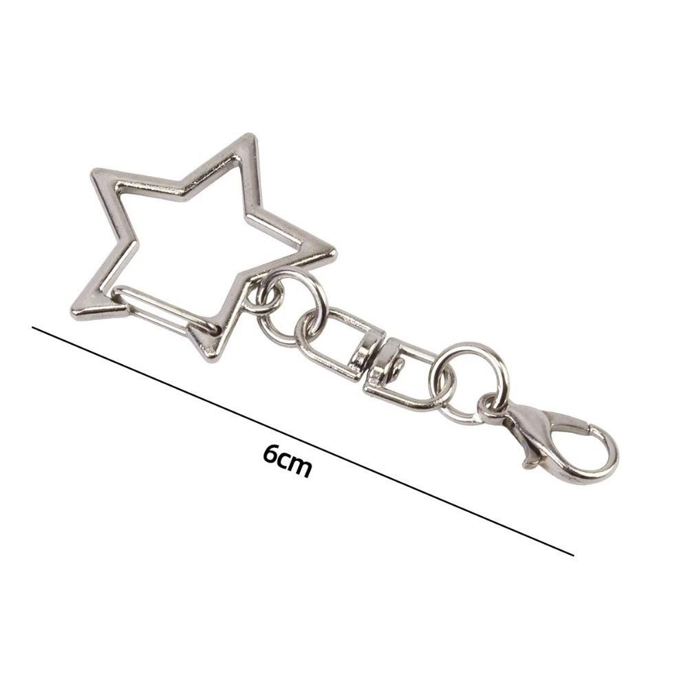 10pcs New Zinc Alloy Star Keyring Pendant Hollow Design DIY Crafts Key Chain Key Ring Hanging Buckle Multi-purpose Lobster Clasp
