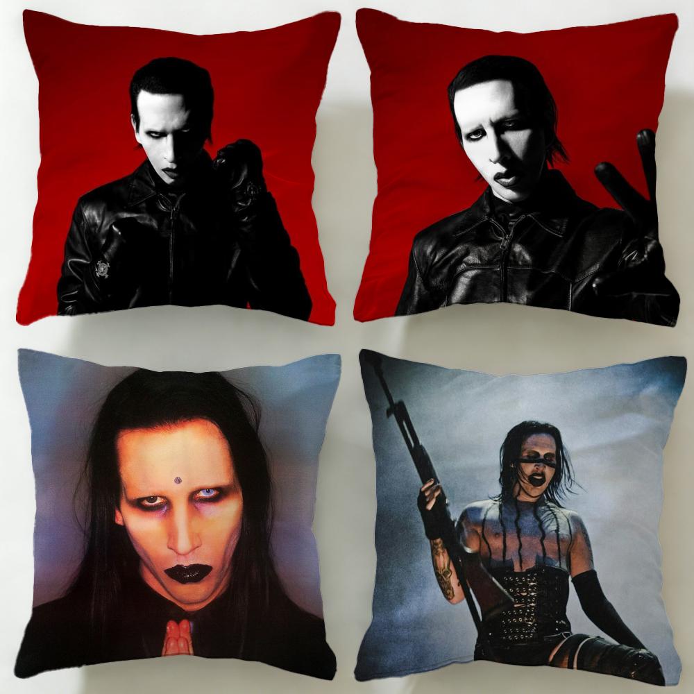 Fashion Mmarilyn Mansonew Cushion Cover Soft EasyWash Pillow Case Versatile for Couch Bed Travel and Office