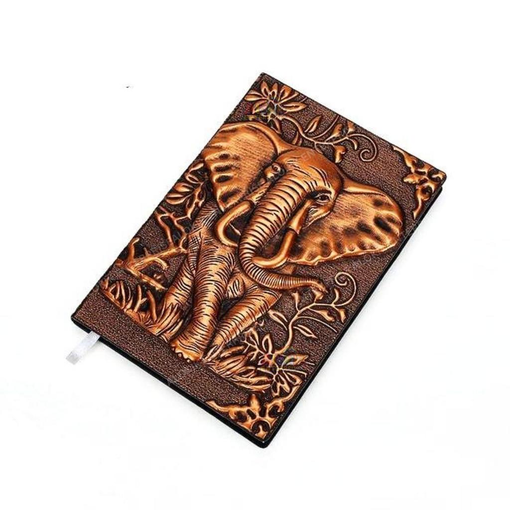 Superaura 3D Copper Elephant DND Vintage Leather Journal Writing Notebook with 200 Pages A5 Journal Diary,Antique Handmade Diary