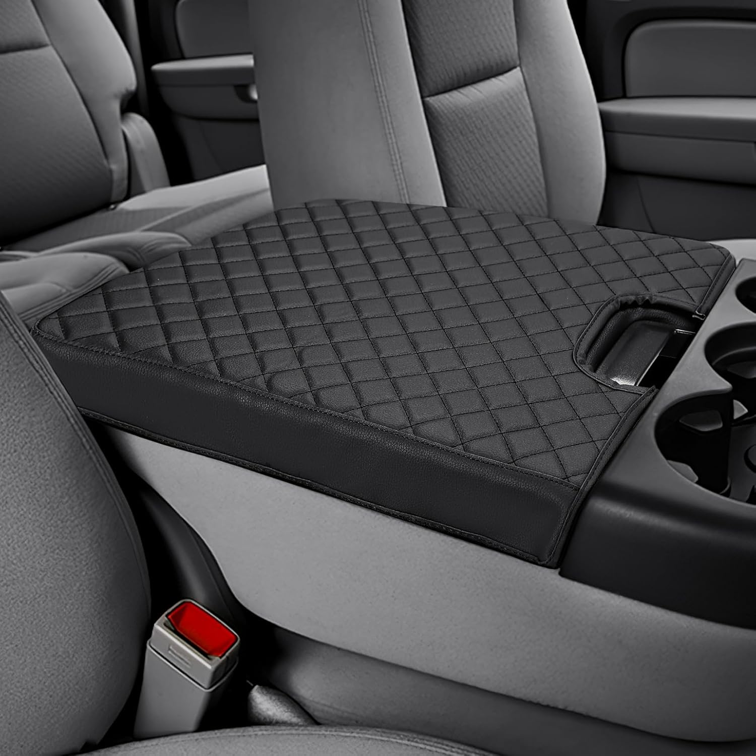 JOYTUTUS Center Console Cover Compatible With 2007-2013 Silverado Sierra Yukon Tahoe Suburban Avalanche Jump Seat, Leather Arm Rest Armrest Cover For