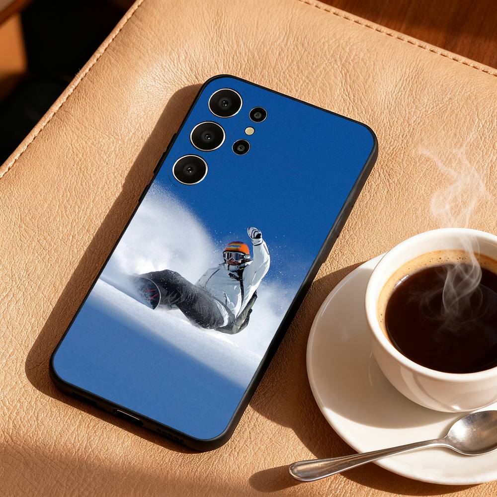 S-Snow Snowboard Ski Phone Case For Samsung S25,24,23,22,30,21,10,9,Ultra,Plus,Lite,FE Soft Black Case