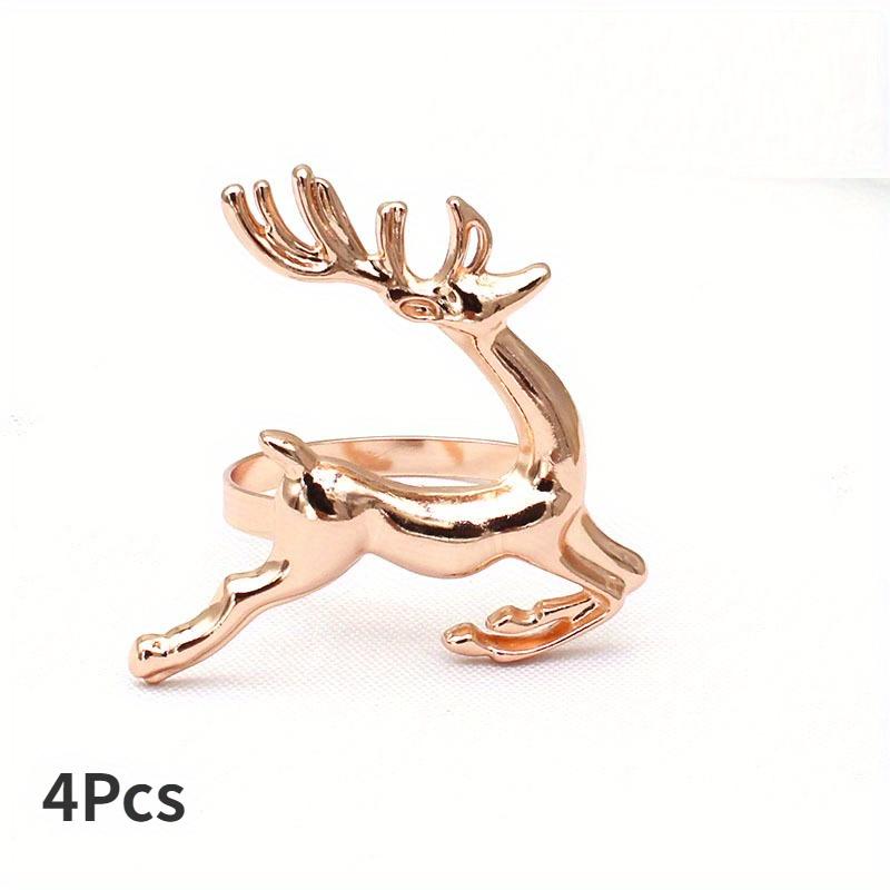 4Pcs Deer Napkin Rings Christmas Napkin Ring Holders Reindeer Napkin Buckle for Holiday Table Decoration