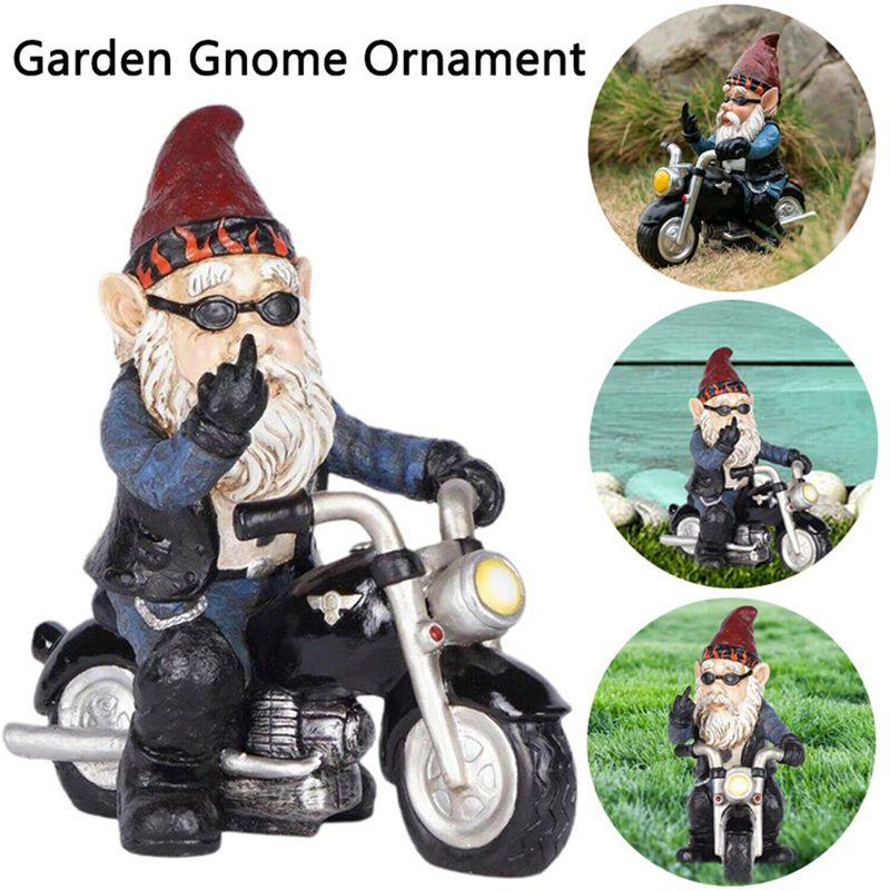 Novelty Garden Gnomes Statues Motorcycle Dwarf  Ornaments Outdoor Decor Naughty