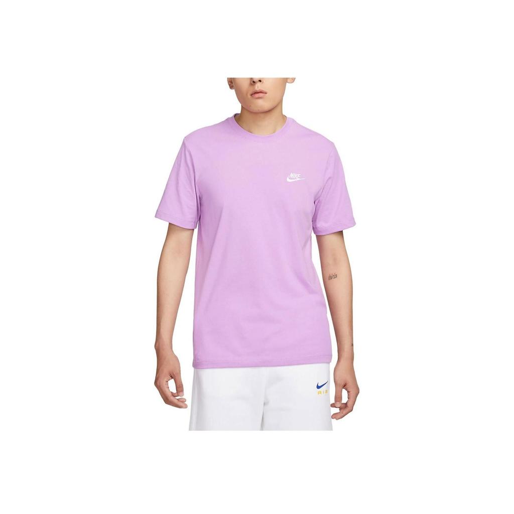 Nike Sportswear Club Embroidered Logo Crew Neck T-Shirt Men Tops Purple AR4999-591