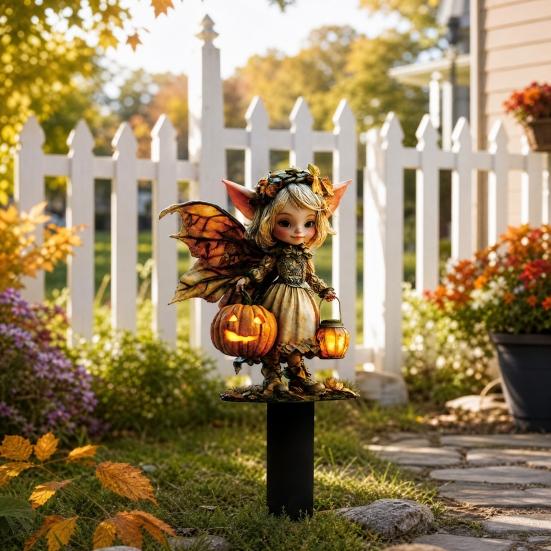 Halloween Fairy Garden Stake, 2D Acrylic Pumpkin House Sign Decoration, Holiday Party Fairy Garden Accessories for Outdoor Yard Lawn Pathway