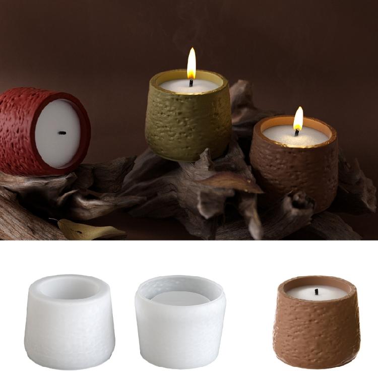 Silicone Candle Cup Mold with Stone Texture High Temperatures Resistant Candlestick Mould Succulent Planter Making Mold