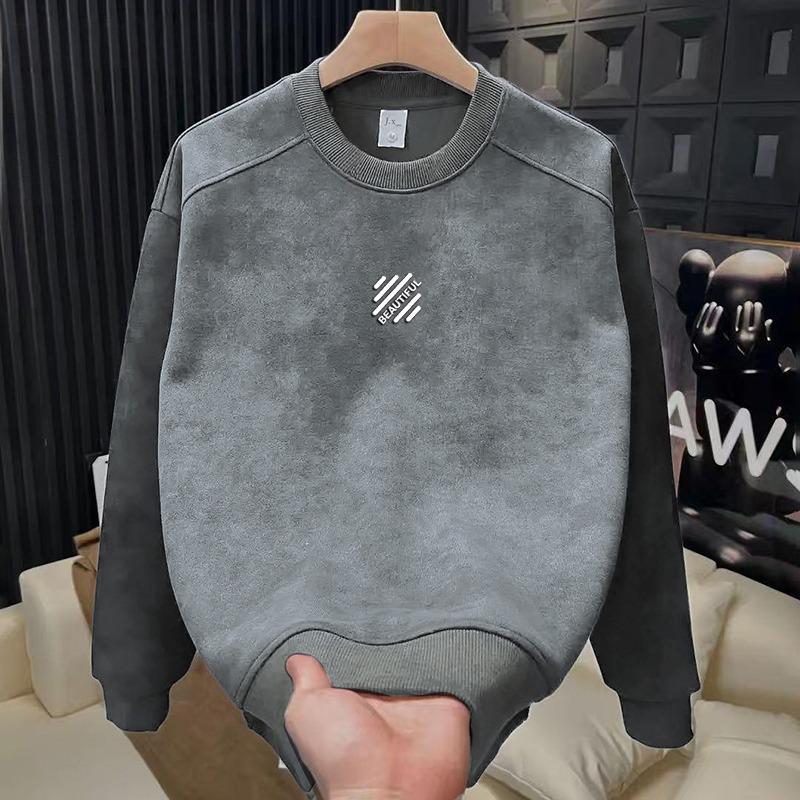 Men s Korean Style Tie-Dye Hoodie - Trendy Autumn/Winter Long-Sleeved Shirt Medium темно серый