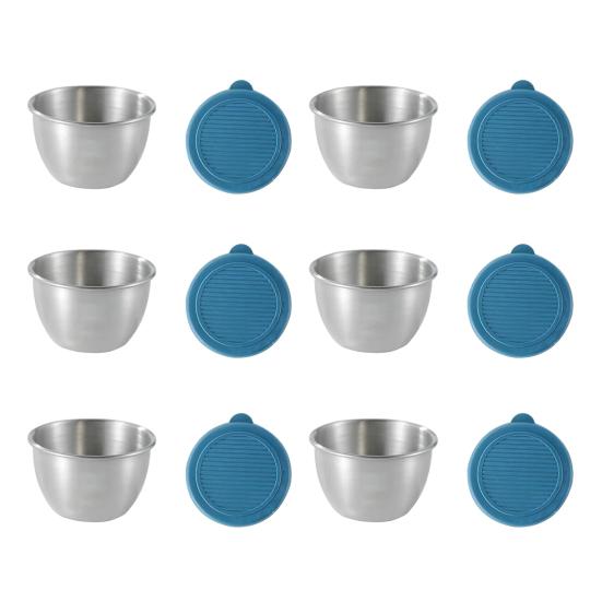 Salad Dressing Container 1.6oz Leakproof Airtight Dip Container with Lids Reusable Stainless Steel Condiment Cups for Lunch Boxes Picnics And Travel