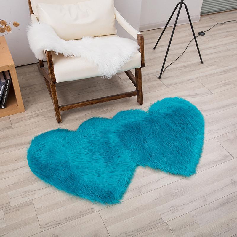 Tappeto in Lana Sintetica a Forma di Cuore Doppio - Tappeto per Soggiorno, Camera da Letto, Divano, Tavolino, Tappetino Spesso per Pavimento