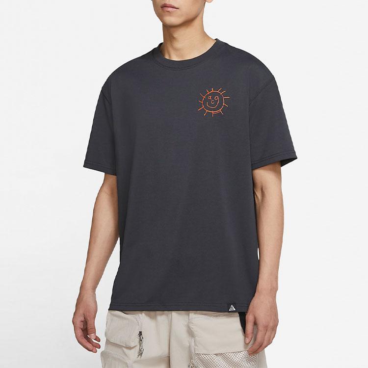 Nike ACG Series Sunshine Smile Logo Round Neck Breathable Short Sleeve T-Shirt Men Tops Grey DD8806-070