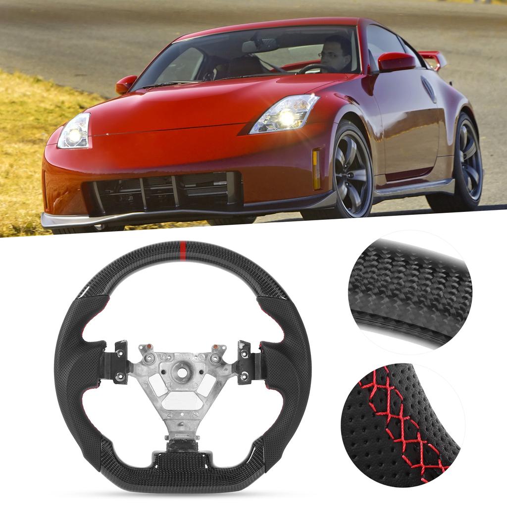 Custom Carbon Fiber Steering Wheel Nappa Perforated Leather Fit for Nissan 350z 2003-2008