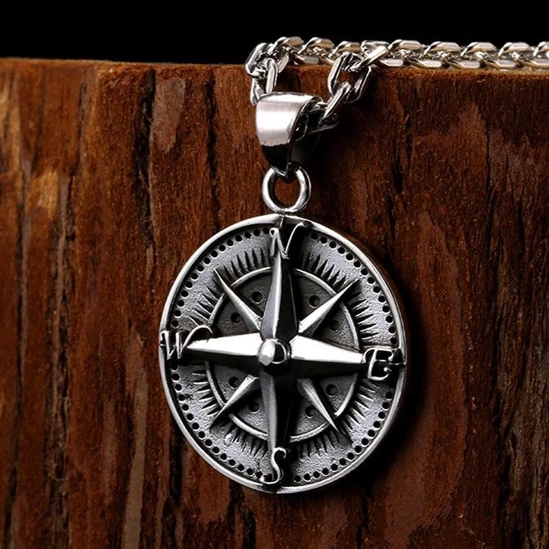 Classic Nordic Style Compass Pendant Necklace Men's Personality Charm Trend Fashion Supplies Birthday Gifts