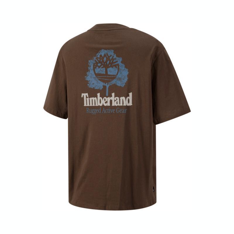 Timberland Logo Round Neck Breathable T-Shirt Men Tops Dark-Brown A69E3-BK0