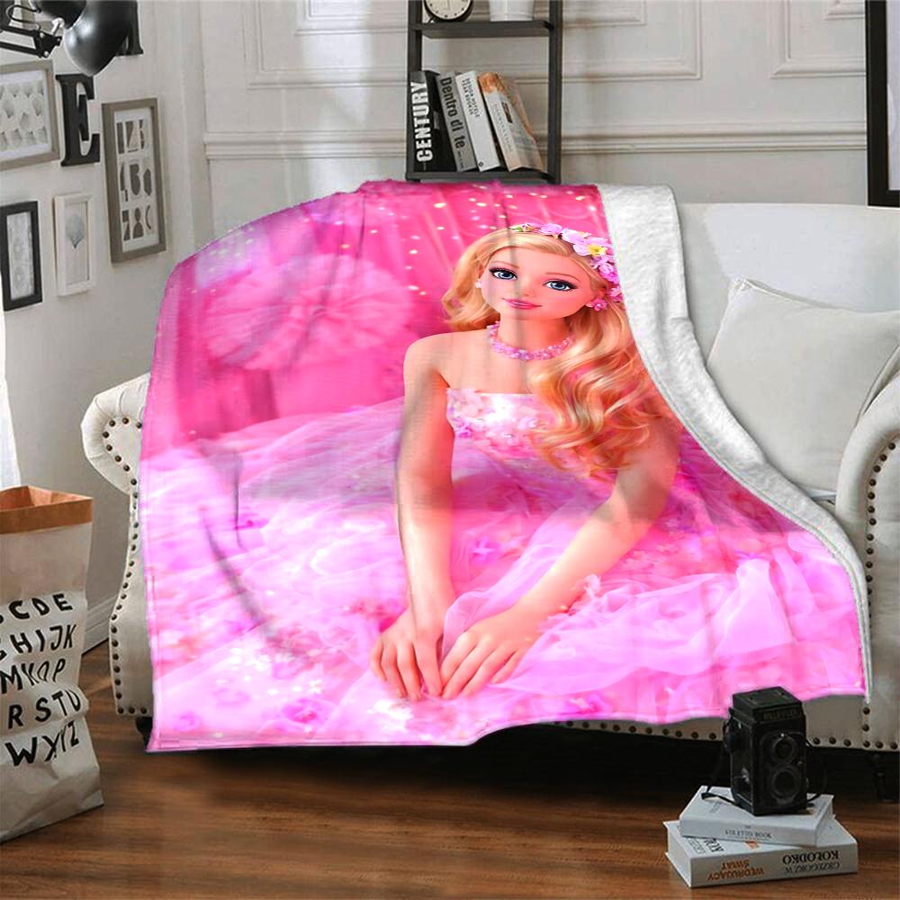 1Pc Pink Princess Fantasy Blanket Soft Throw Blanket For Home Bedroom Bed Sofa Travel Office Solid Christmas Blanket