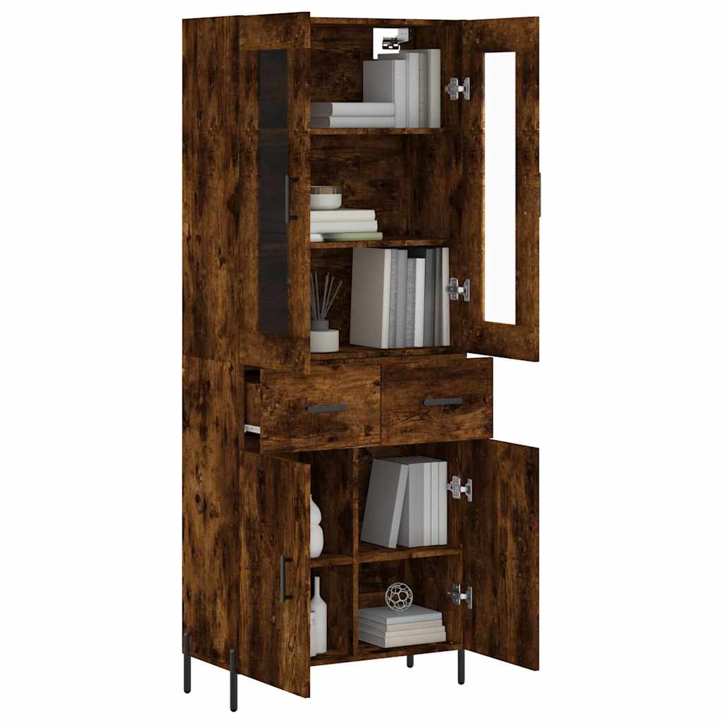 Vidaxl Witrynka Przydymiony Dąb 69,5X34X180 Cm Materiał Drewnopochodny