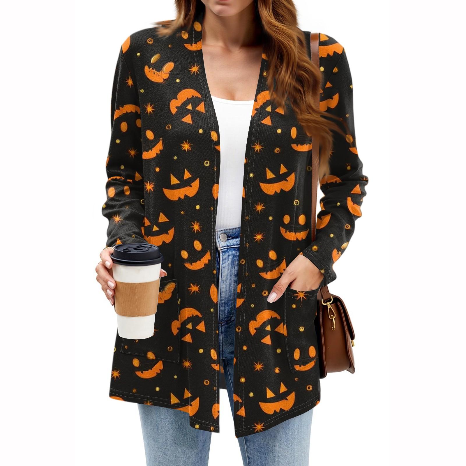 

Женские легкие кардиганы с открытой передней частью, с длинными рукавами, повседневные, свободные, тонкие кардиганы с карманами S чёрный