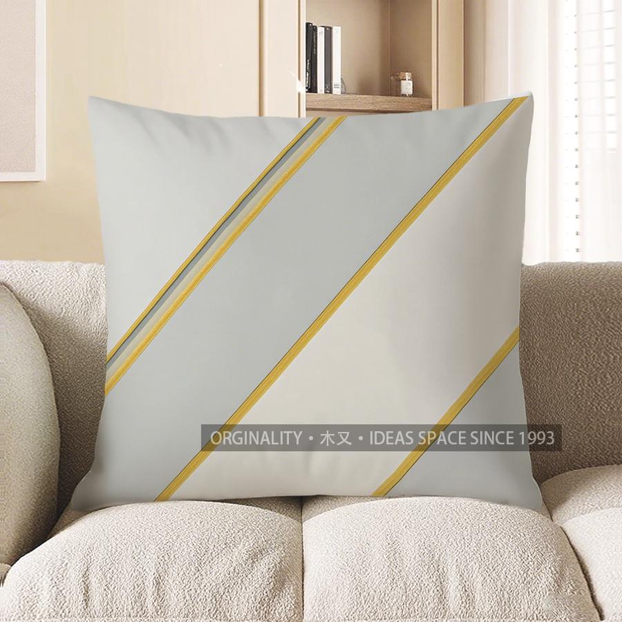 Home Decor Modern Grey And Gold Stripe Pillow Cover Pattern Cushion Cover Suitable For Sofa Bedroom Car Pillow Cover