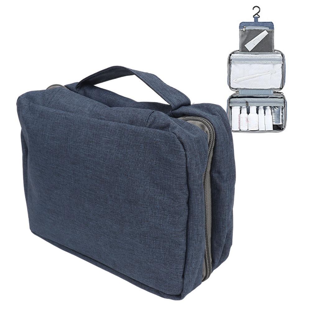

With Multiple Zipper Pockets Travel Hanging Toiletry Bag Compact Folded Portable Makeup Bag Travel Cosmetic Bag for Men/Women синій