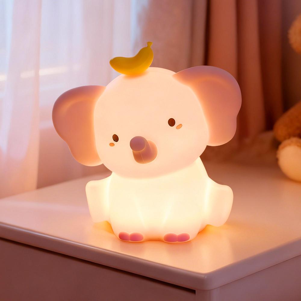 Silicone Elephant Night Light Timing Rechargeable Sleeping Beside Lamp Touch Control Animal Light For Kids Room Christmas Gift