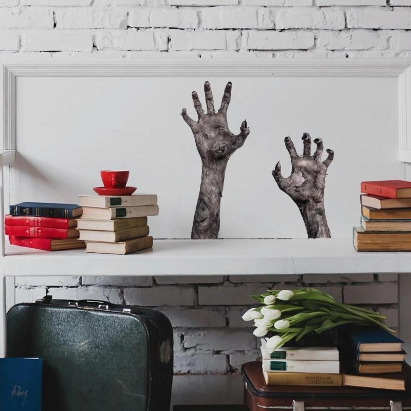 Creative Ghost Hand Zombie Halloween Wall Sticker Horror Glass Window Living Room Bedroom Wall Sticker Accessory Halloween Decor