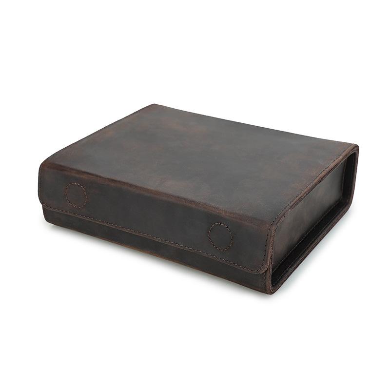 

Ретро-коробка для очков Crazy Horse из кожи, прямоугольная, 4 шт. в упаковке, дорожная коробка для хранения очков с магнитной пряжкой ручной работы 26x10x21cm кофейный