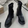 High heeled short boots for women in the autumn of 2026 fashionable style with dress and height increasing boots