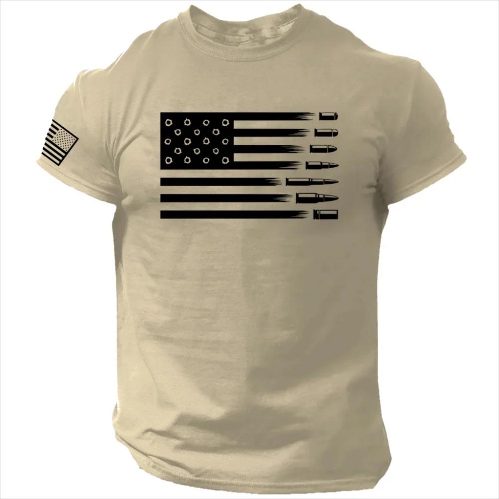 3D Printing Military Patriotic Abandoned Skull Men's T-Shirt Short Sleeve T-Shirt Sportswear 26 Tops Short T-Shirt