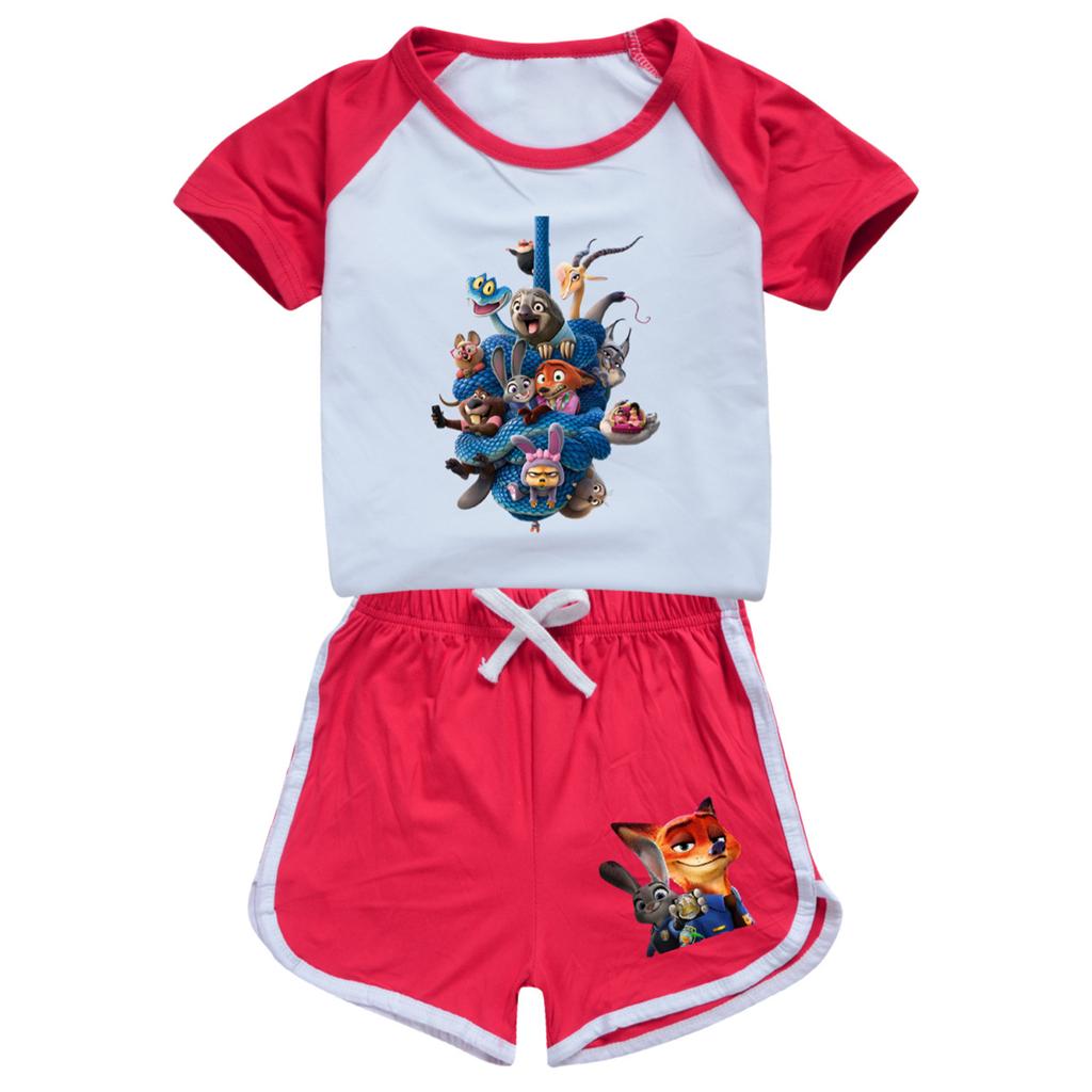 Kids Summer Sport T-Shirt And Shorts 2 Piece Outfit Tracksuit Set Short Sleeve Print Crop Tops With Clothing Set