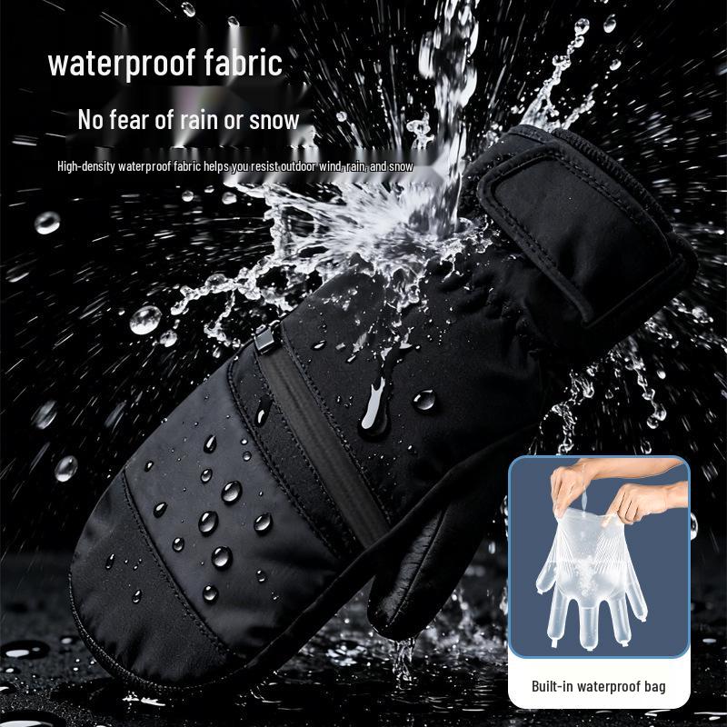 Windproof Ski Gloves for Men & Women, Thick Velvet, Touchscreen-Compatible, Warm 5-Finger Linings for Carving & Winter Sports