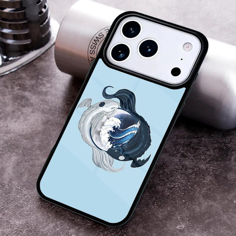 Ying Yang Koi Fish Phone Case For iPhone 17,16e,15,14,13,12,11,Mini,Pro,MAX soft Silicone Cover