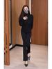 Chic Angora Red Semi-High Neck Women's Layered Stretch Shirt