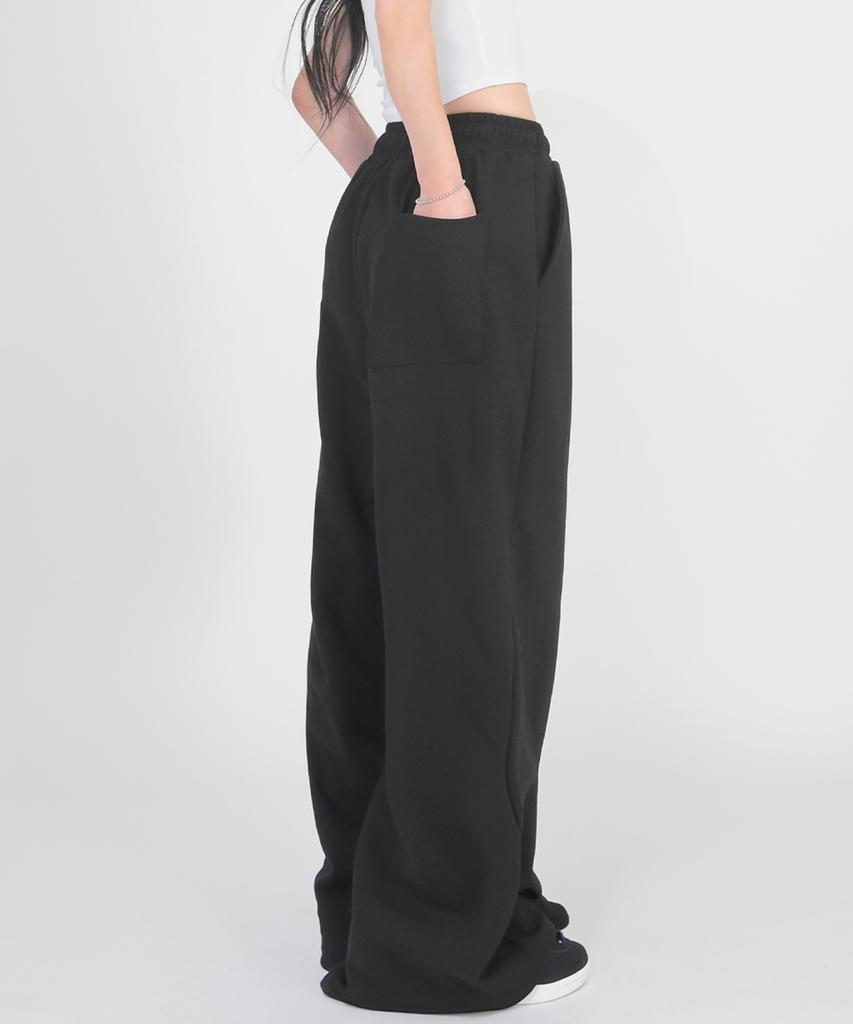 Osillos A14 Single-Pleat Wide Elastic Waist Pants_Black
