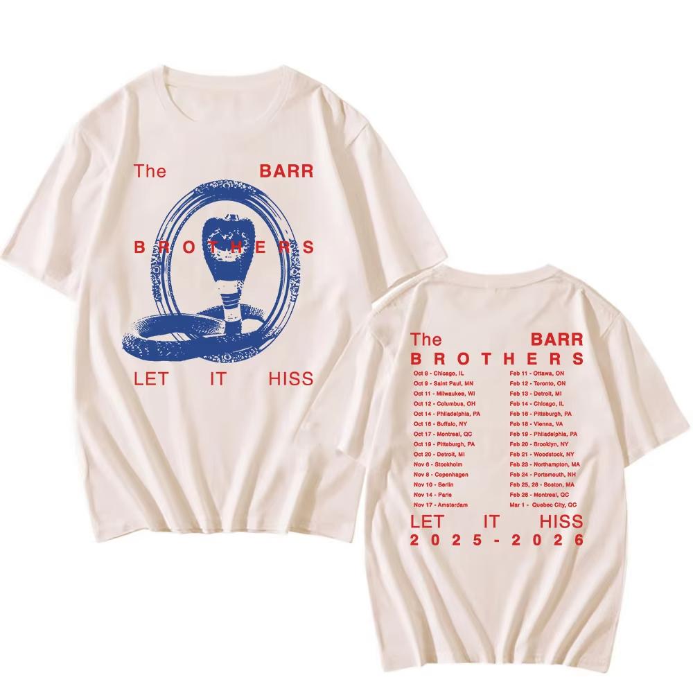 

Snake Let It Hiss Tour Tshirt The Barr Brothers Band Design Tshirt Short Sleeve pure Cotton Men Women T Shirt Summer Oneck Top 2XL