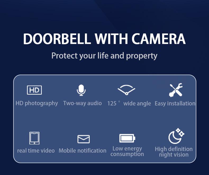 M9 Waterproof Smart Video Doorbell with Tuya WiFi Remote and HD Monitoring