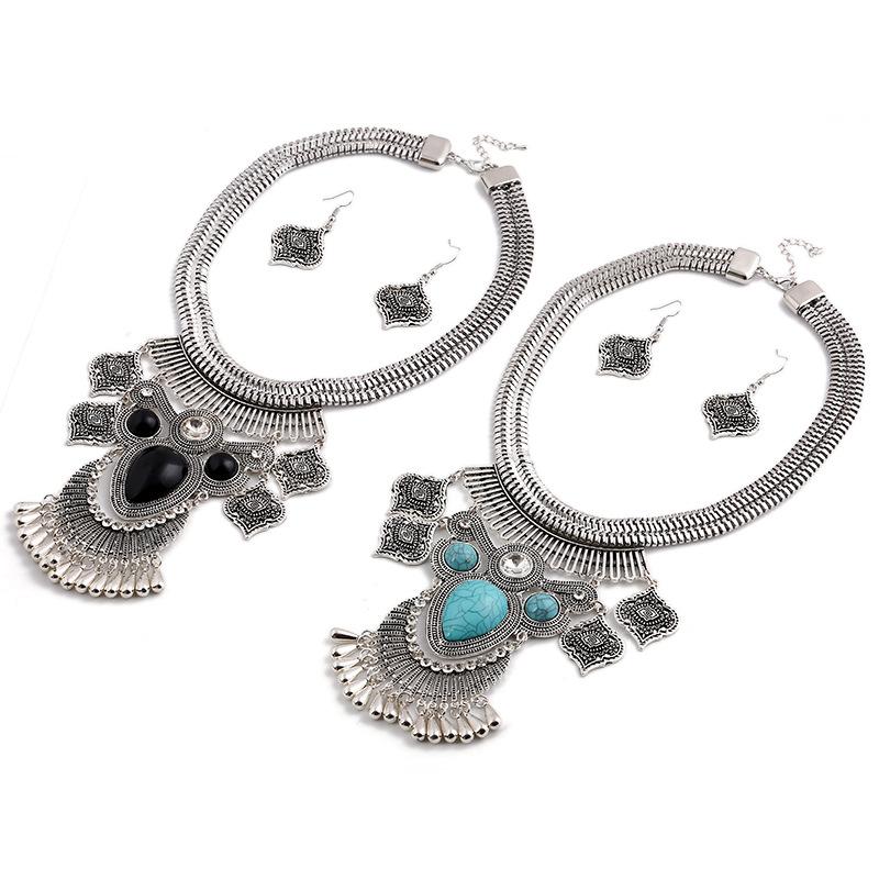 Vintage Gravierte Quasten-Edelsteinkette, Kurze Schlüsselbeinkette