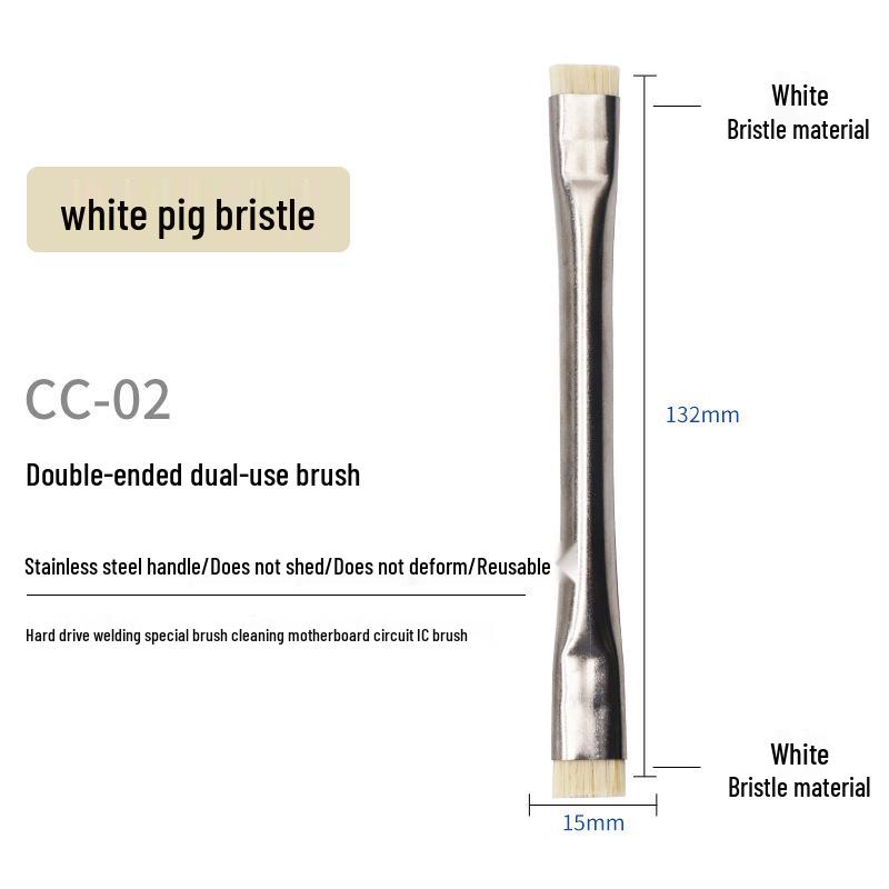 B&R Çift Başlıklı Antistatik Temizleme Fırçası, Anakartlar ve Entegre Devreler İçin Sert Kıl ve Çelik Tel ile.